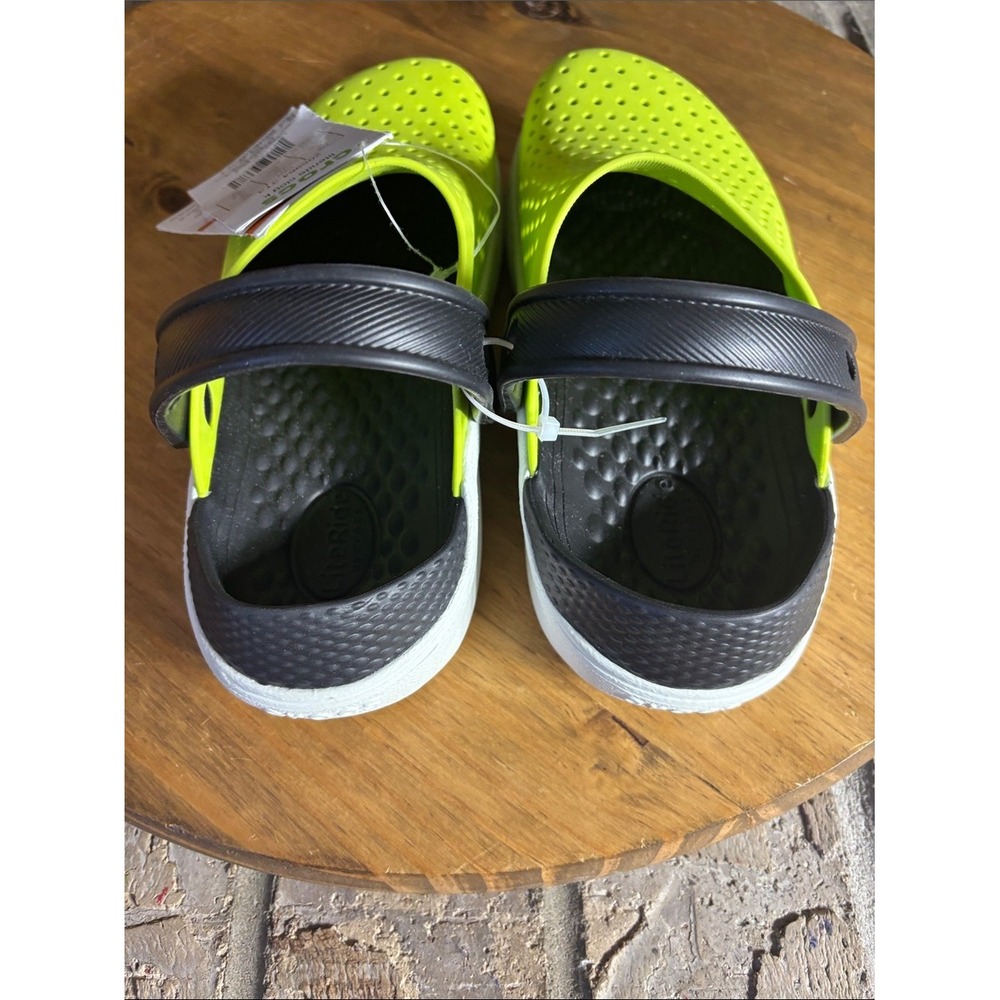 CROCS Kids J1 Literide Clog Bright Lime w/Black Strap Foam Waterproof NEW - Picture 6 of 7